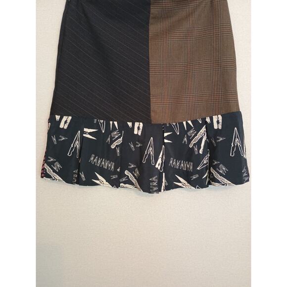 Erica Rose Handmade Los Angles Skirt Womens 6 Black Patchwork Twee Flare Mini - Picture 8 of 13